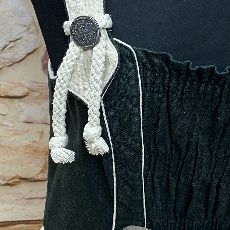 Kurzes ärmelloses Landhaus  Kleid Trachtenkleid. Gr.36 natur/schwarz
