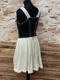 Robe de campagne courte sans manches, tenue traditionnelle. Taille 36 naturel/noir