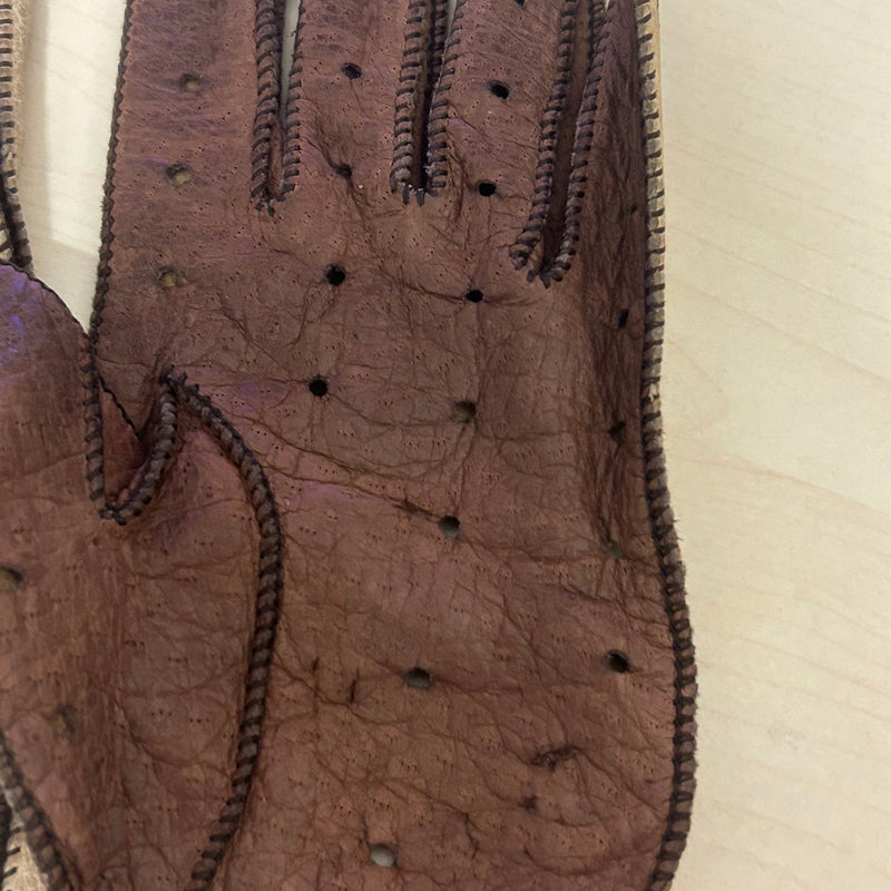 Zweifarbige Autofahrer-Lederhandschuhe Gr.S