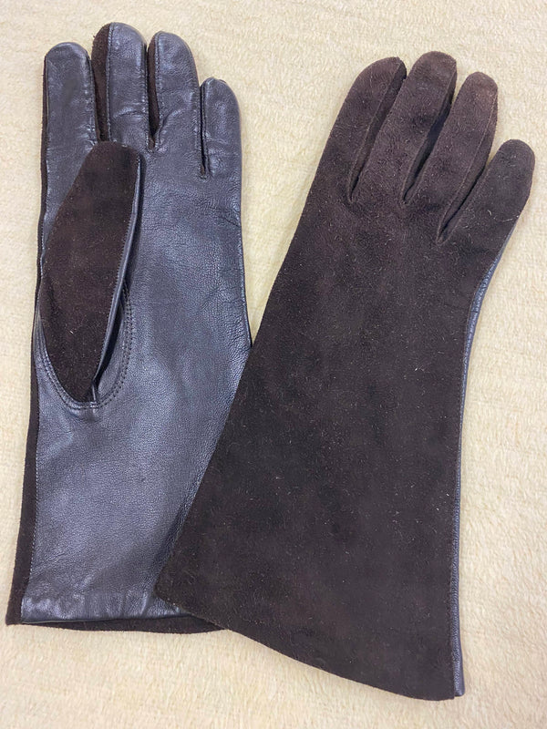 Brauen Vintage Damen-Wildlederhandschuhe