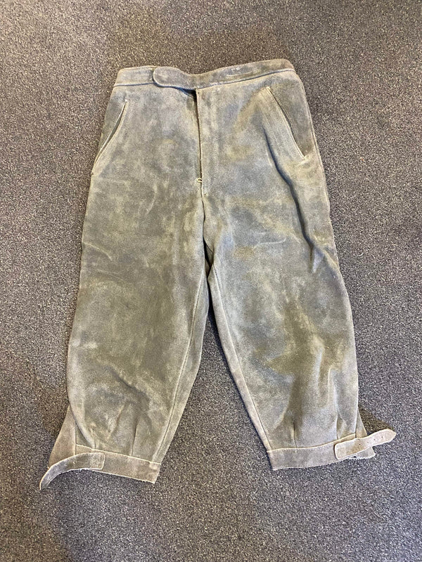 Robuste Vintage Kniebundlederhose in Grau – Größe S