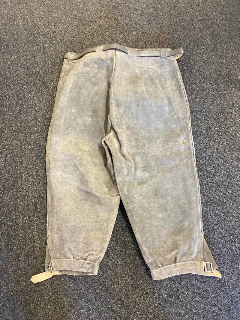 Vintage Kniebundlederhose in Hellgrau – Größe 46