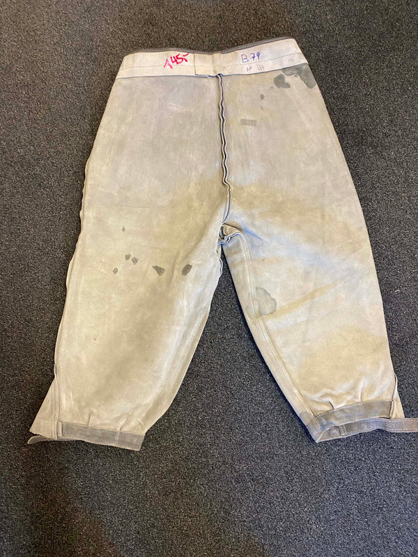 Vintage Kniebundlederhose in Hellgrau – Größe 46