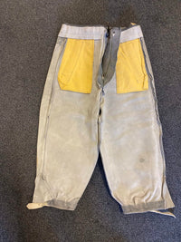 Vintage Kniebundlederhose in Hellgrau – Größe 46