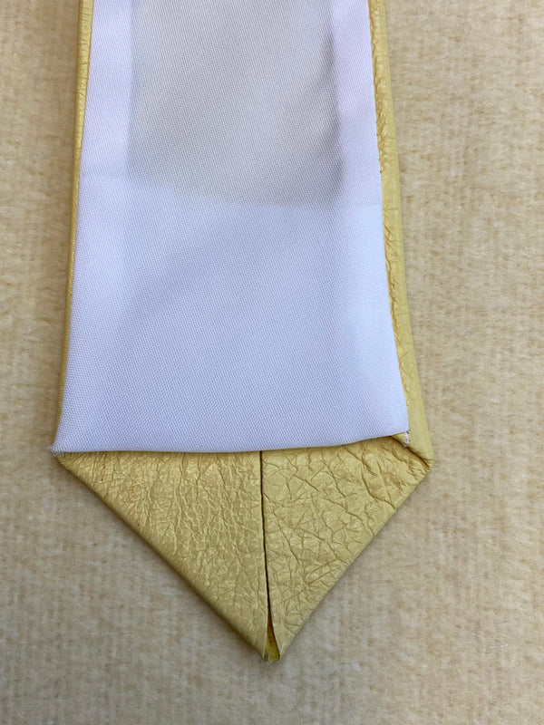 Hellgelbe Vintage-Lederkrawatte – Eleganter Retro-Look