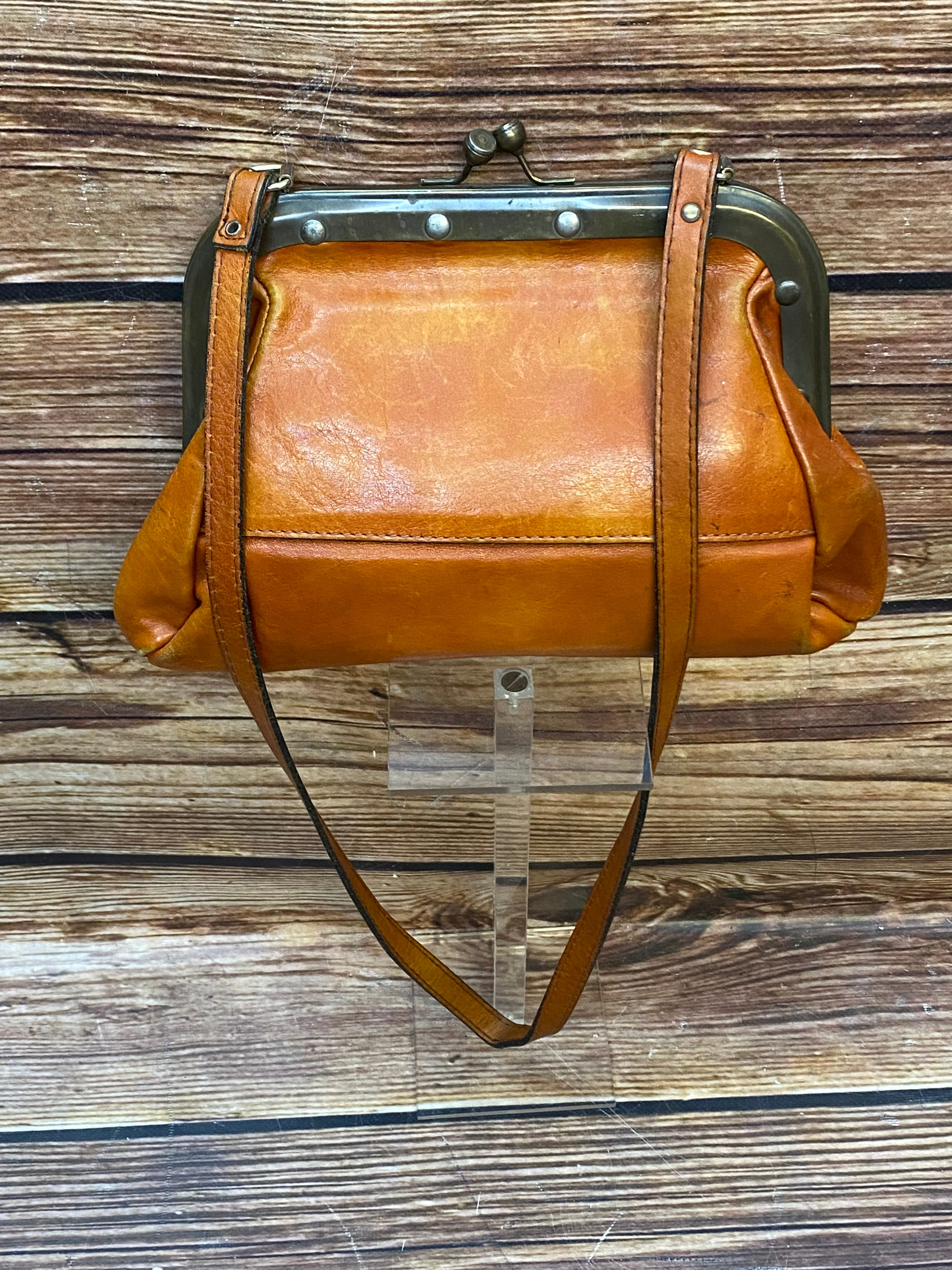 Lederhandtasche Vintage Damen Handtasche, Leder braun, Original