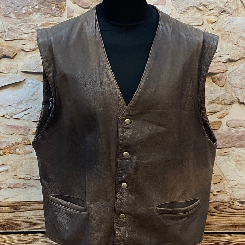 Hochwertige Herren Lederweste Vintage Dunkelbraun