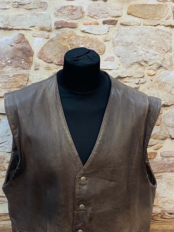 Hochwertige Herren Lederweste Vintage Dunkelbraun