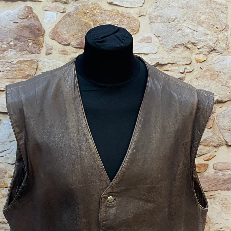 Hochwertige Herren Lederweste Vintage Dunkelbraun