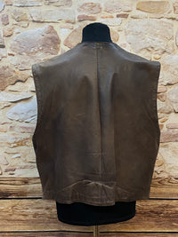 Gilet en cuir vintage de haute qualité avec doublure cachemire taille 60 marron foncé 