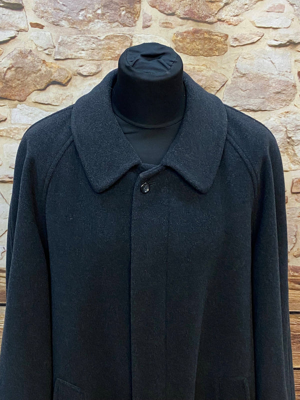 Vintage Herrenmantel Hansen Das Herrenhaus – Gr. 110, Schwarz, Wool & Cashmere