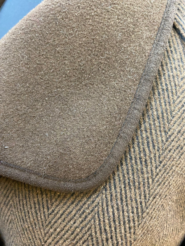 Vintage Damenmantel aus Schurwolle und Angora, Braun – Größe 50