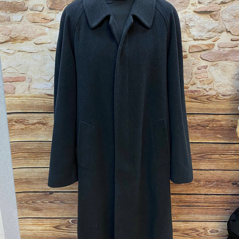 Vintage Herrenmantel Hansen Das Herrenhaus – Gr. 110, Schwarz, Wool & Cashmere