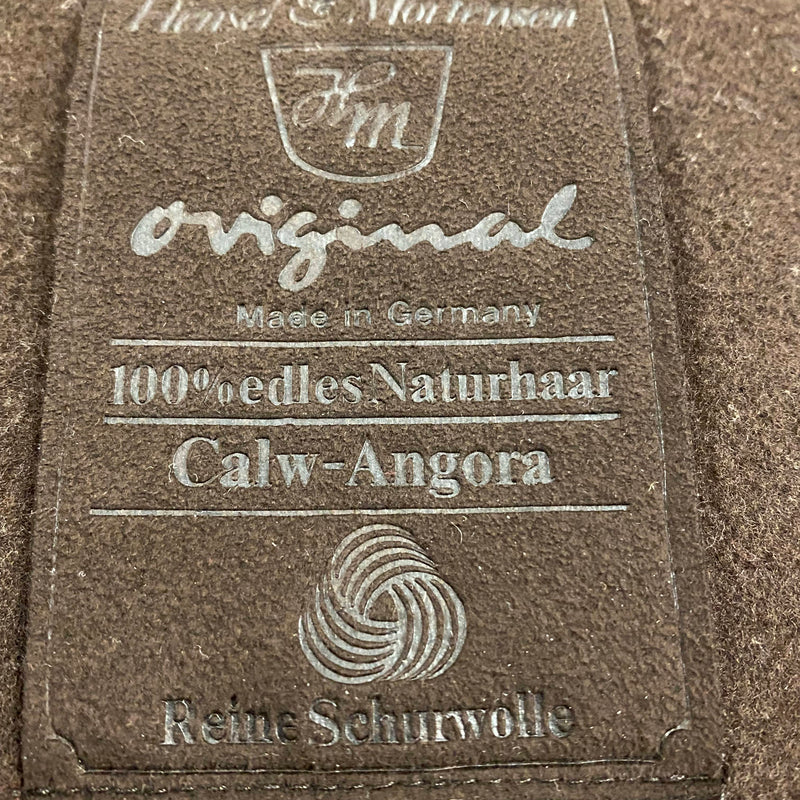 Vintage Damenmantel aus Schurwolle und Angora, Braun – Größe 50