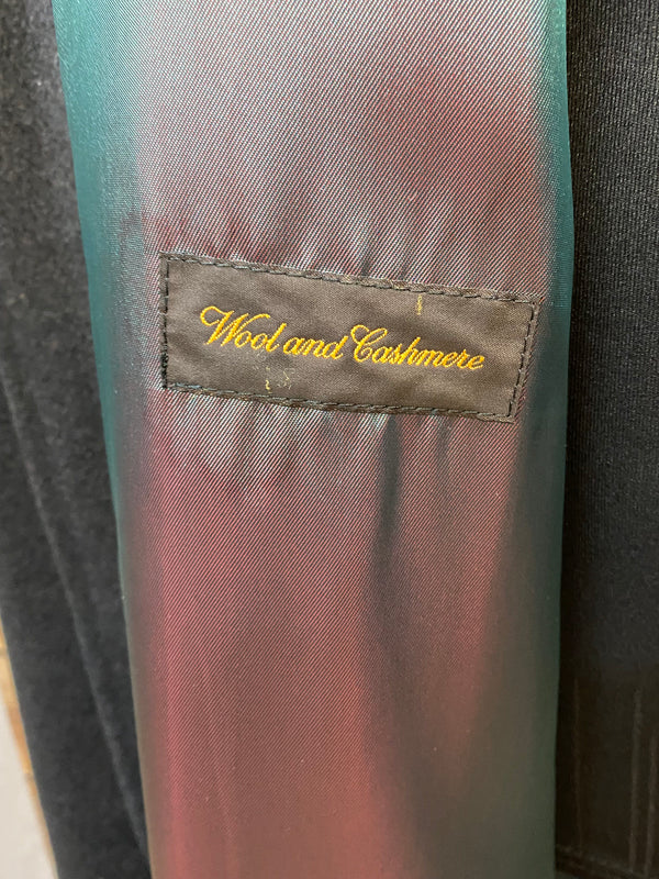 Vintage Herrenmantel Hansen Das Herrenhaus – Gr. 110, Schwarz, Wool & Cashmere