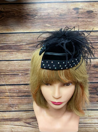 Chapeau de cocktail pour femmes, mini chapeau vintage noir, taille unique 