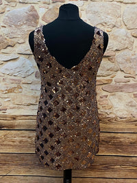 Robe courte à paillettes de haute qualité, taille S pour femme 