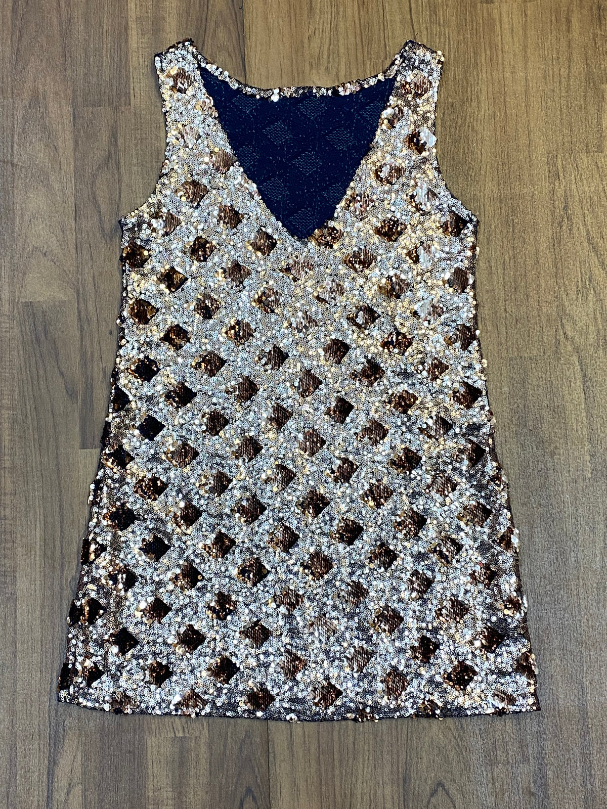 Robe courte à paillettes de haute qualité, taille S pour femme 