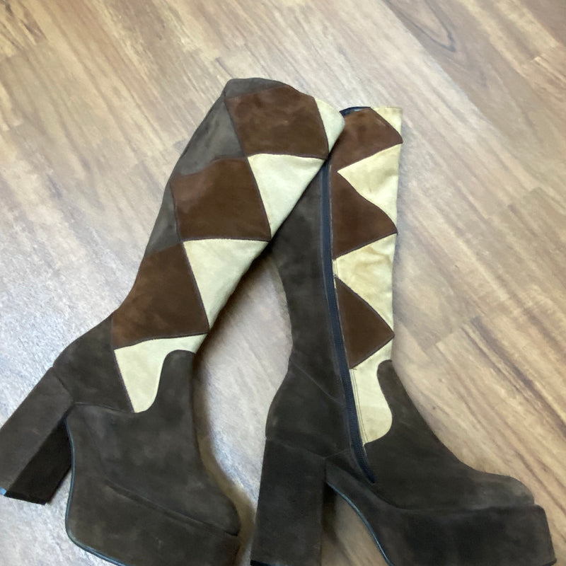 Wildleder Plateaustiefel, Vintage, Unikat, Gr.35Wildleder Plateaustiefel, Vintage, Unikat, Gr.35/36