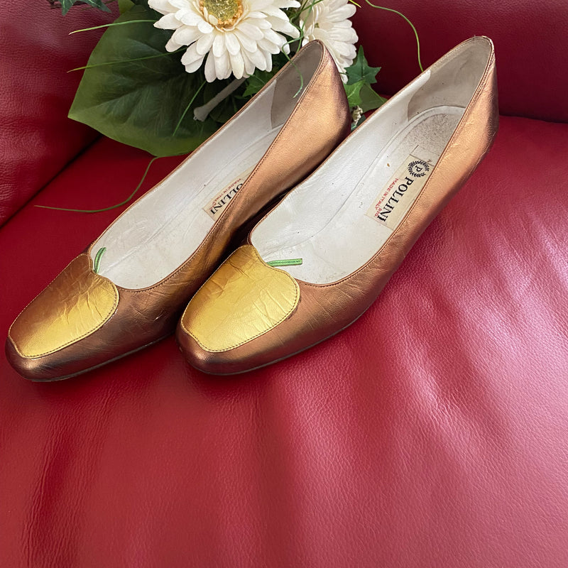 Vintage Metallic Pumps in Kupfer und Gold von Pollini Gr.39