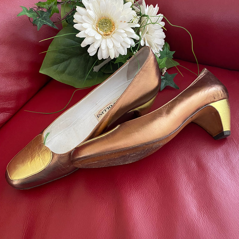 Vintage Metallic Pumps in Kupfer und Gold von Pollini Gr.39