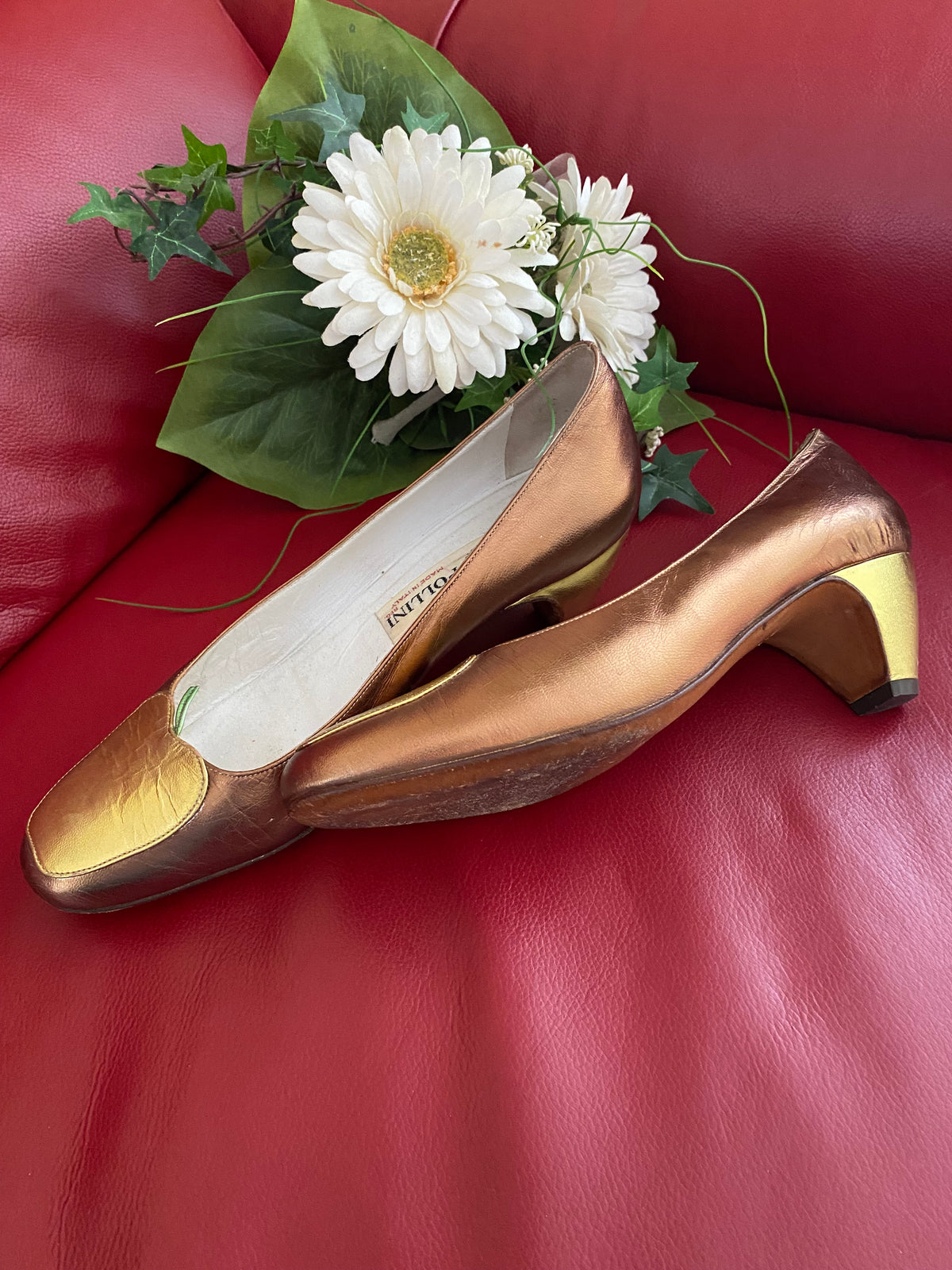 Vintage Metallic Pumps in Kupfer und Gold von Pollini Gr.39