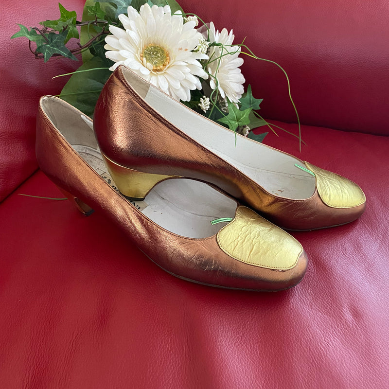 Vintage Metallic Pumps in Kupfer und Gold von Pollini Gr.39