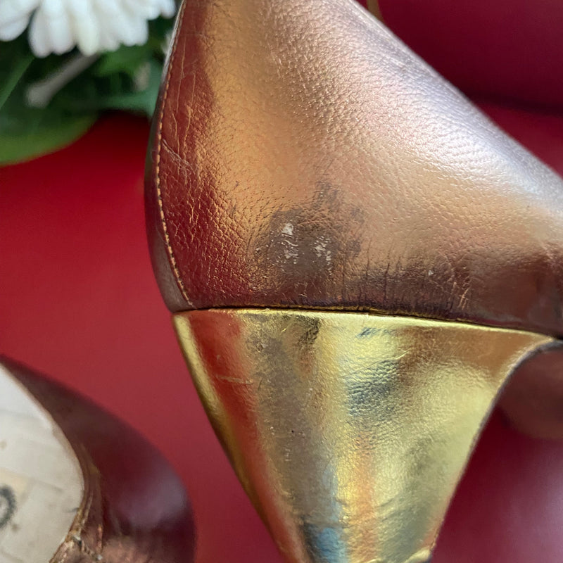 Vintage Metallic Pumps in Kupfer und Gold von Pollini Gr.39