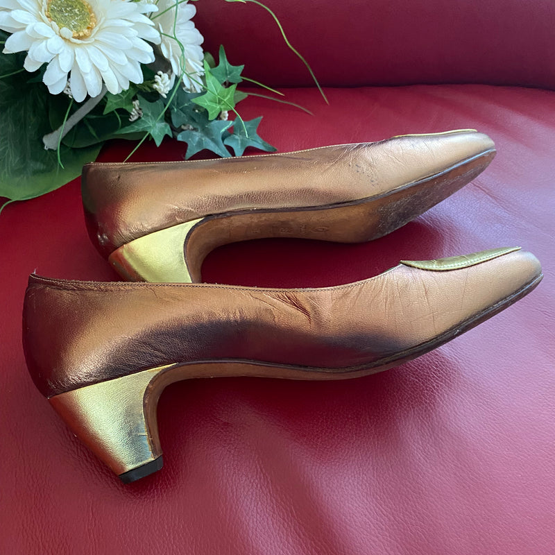 Vintage Metallic Pumps in Kupfer und Gold von Pollini Gr.39