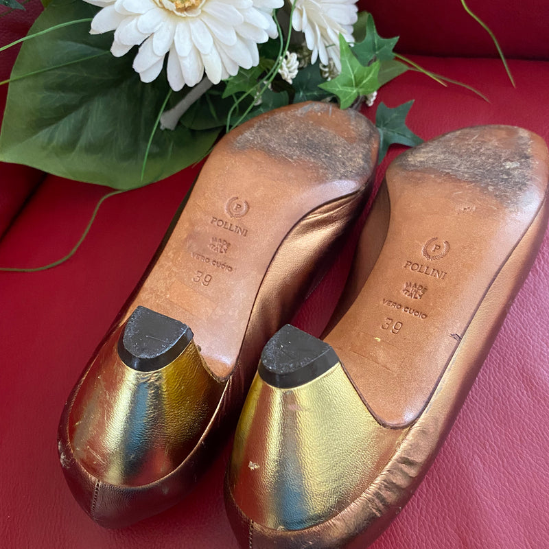 Vintage Metallic Pumps in Kupfer und Gold von Pollini Gr.39