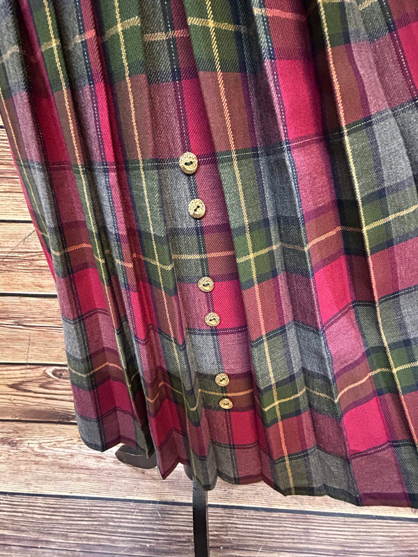 Vintage Faltenrock im Schottenkaro – Gr. 38