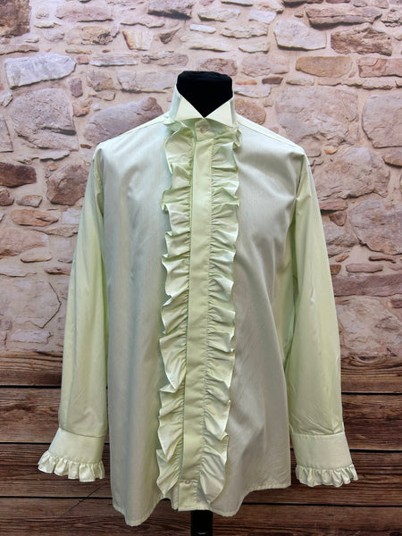 Vintage Rüschenhemd in hellgrün – Kragenweite 42 von Cove & CO