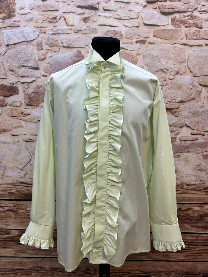 Vintage Rüschenhemd in hellgrün – Kragenweite 42 von Cove & CO