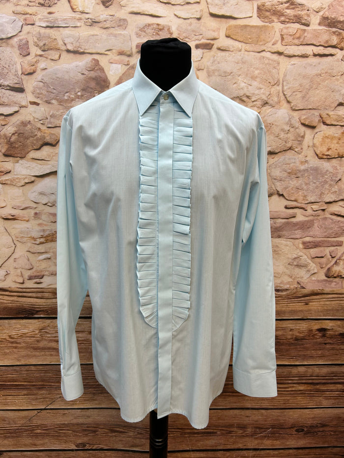 Hellblaues Vintage Rüschenhemd – Eilabach – Kragenweite 42