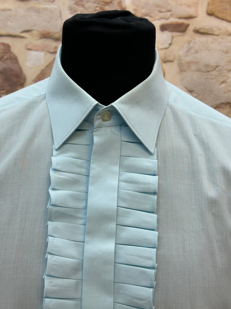 Hellblaues Vintage Rüschenhemd – Eilabach – Kragenweite 42