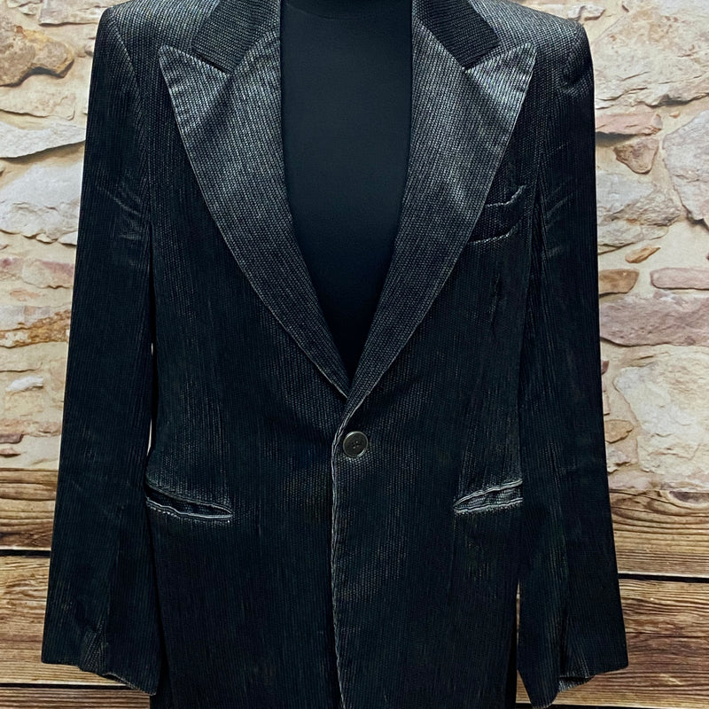 Silbergraues glänzendes 70er Jahre Sakko für Herren , Vintage Gr.48