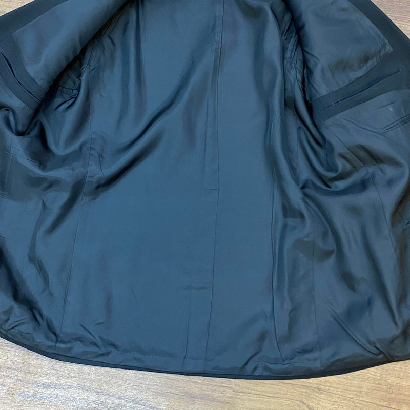 Vintage Sakko 1970er – Schwarz, Schurwollmix, Gr. ca. 56