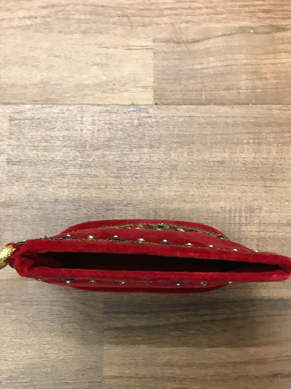 Antike kleine Handtasche aus Samt in rot