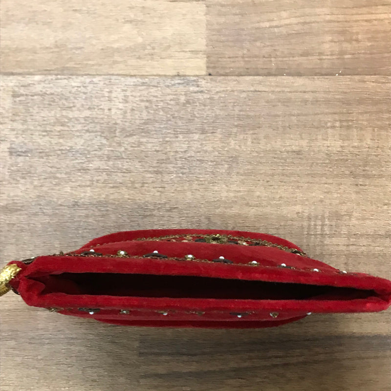 Antike kleine Handtasche aus Samt in rot