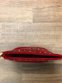 Petit sac à main ancien en velours rouge