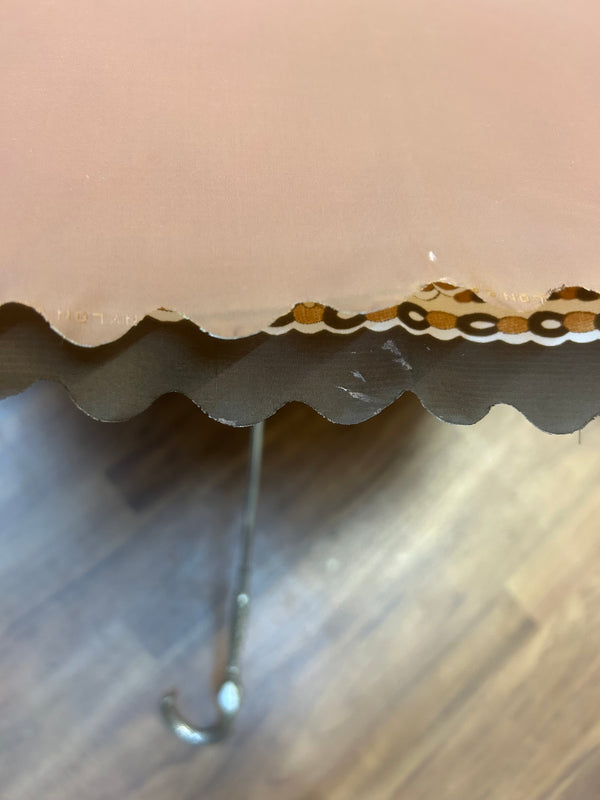 Vintage Sonnenschirm 1970er – Florales Muster Braun/Beige – 70 cm