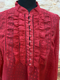 Vintage Rüschenbluse in leuchtendem Rot