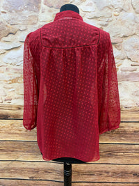 Vintage Rüschenbluse in leuchtendem Rot