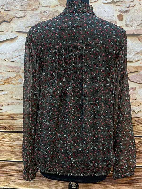 Vintage Rüschenbluse mit Blumenmuster
