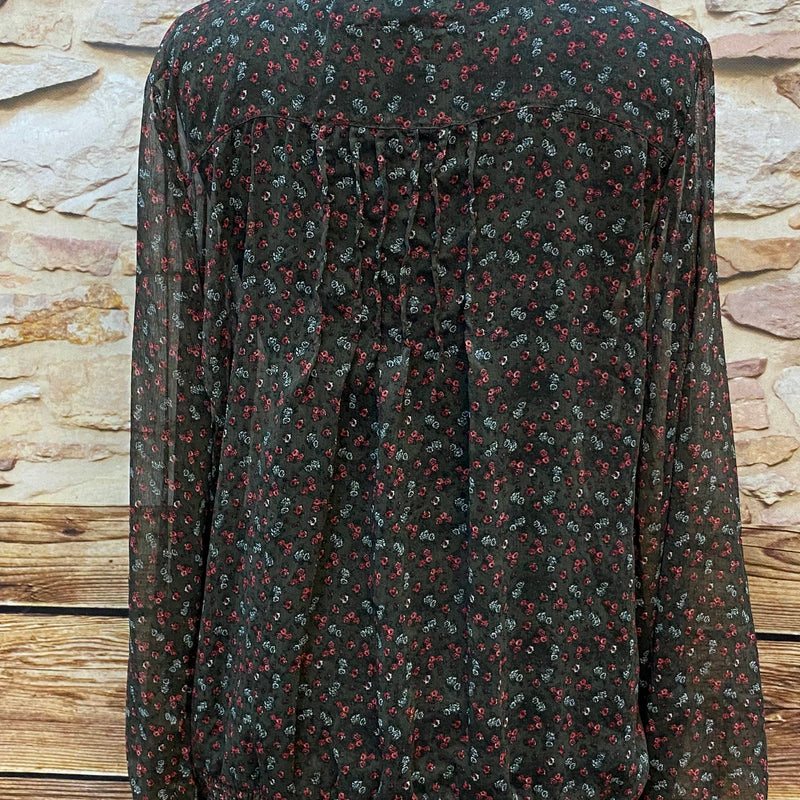Vintage Rüschenbluse mit Blumenmuster