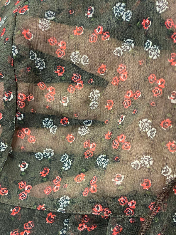 Vintage Rüschenbluse mit Blumenmuster