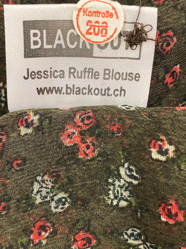 Vintage Rüschenbluse mit Blumenmuster