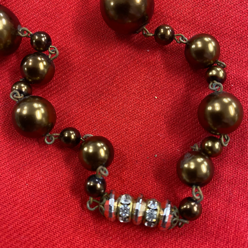 Vintage Schmuck Perlen goldbraun