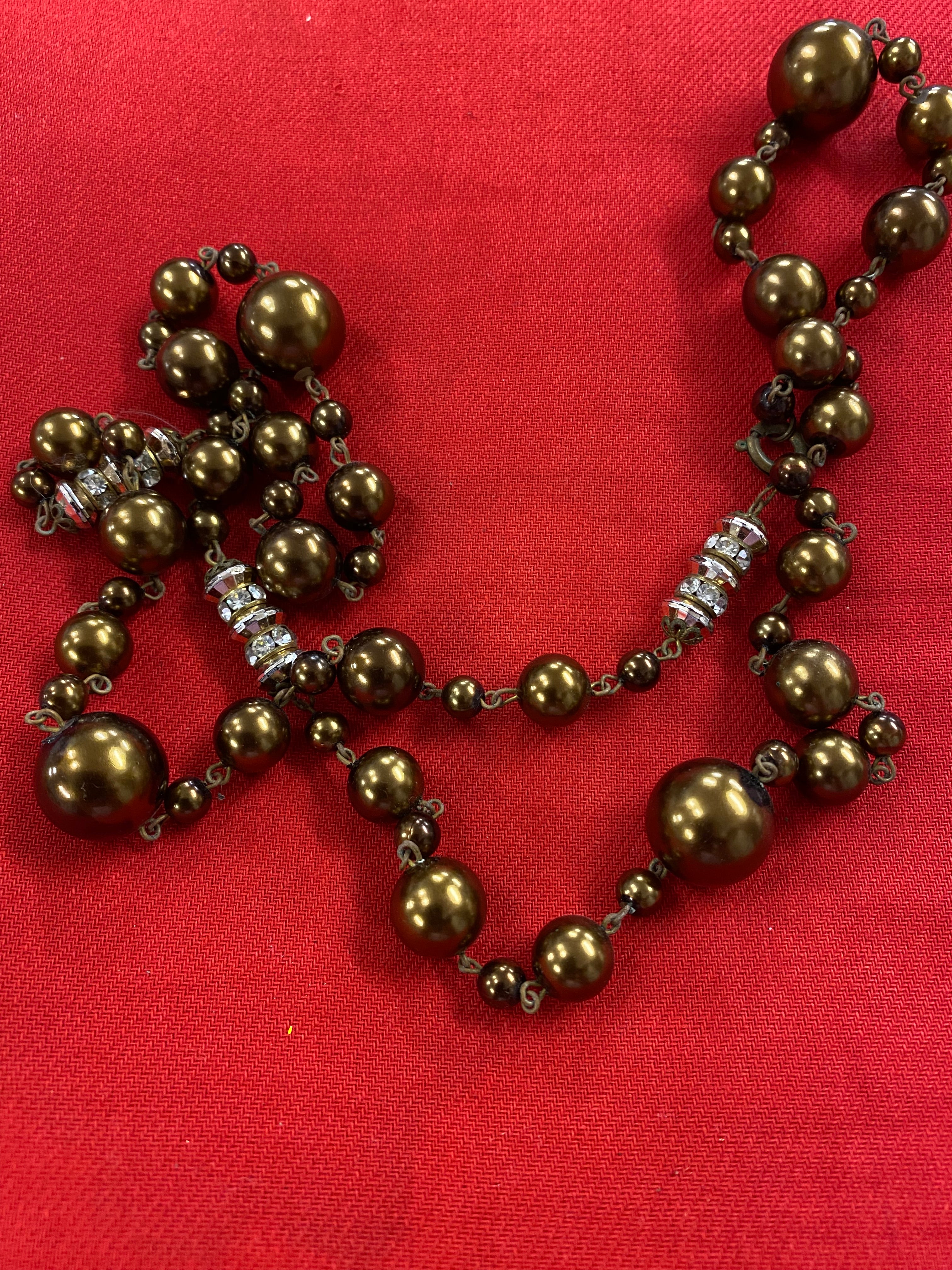 Vintage Schmuck Perlen goldbraun