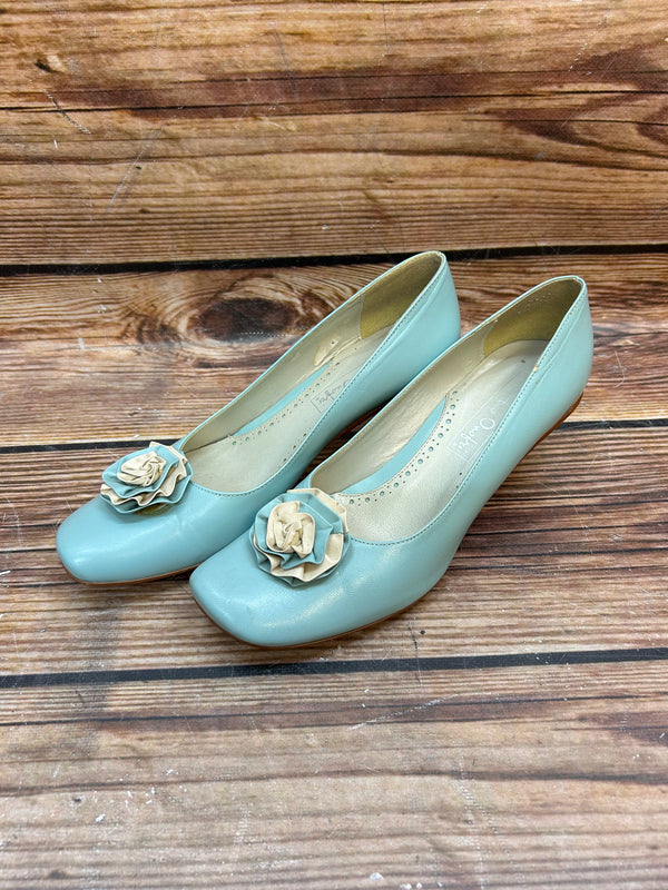 Vintage Türkis Damen Pumps Lederschuhe Gr. 38 von Cristiano Onefrei
